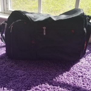 Fisher Price Black Messenger Diaper Bag w Red Trim